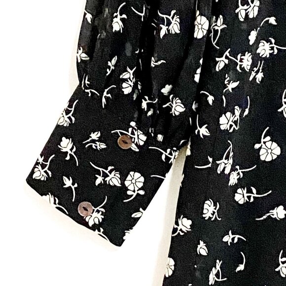 Wildfox Adore Black and White Floral Print Long Sleeve Dress, Size S - Picture 10 of 13